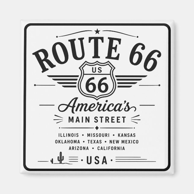 Imã Placa da Rodovia Americana Route 66 (Frente)