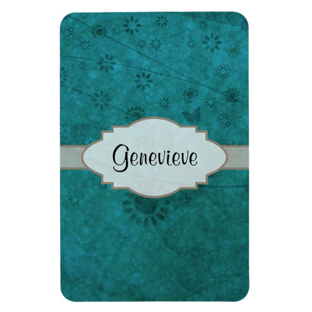 Ímã Placa de Abstrato Floral do Oceano Azul (Vertical)