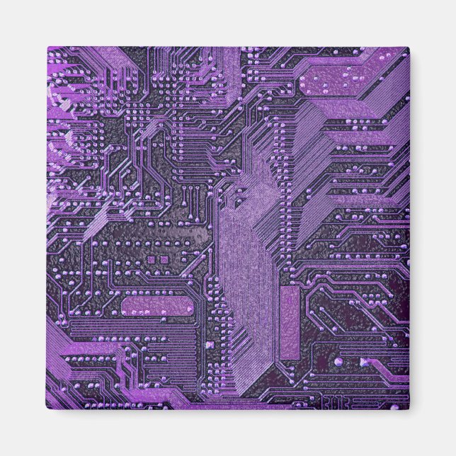 Imã Placa de Circuito Cibernético Roxo Tecnologia Elet (Frente)