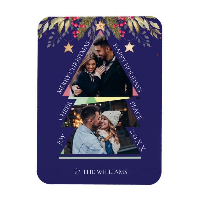 Ímã Placa de Férias de Árvore de Fotografias Múltiplas (Vertical)