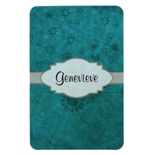 Ímã Placa de identificação abstrata floral retro do