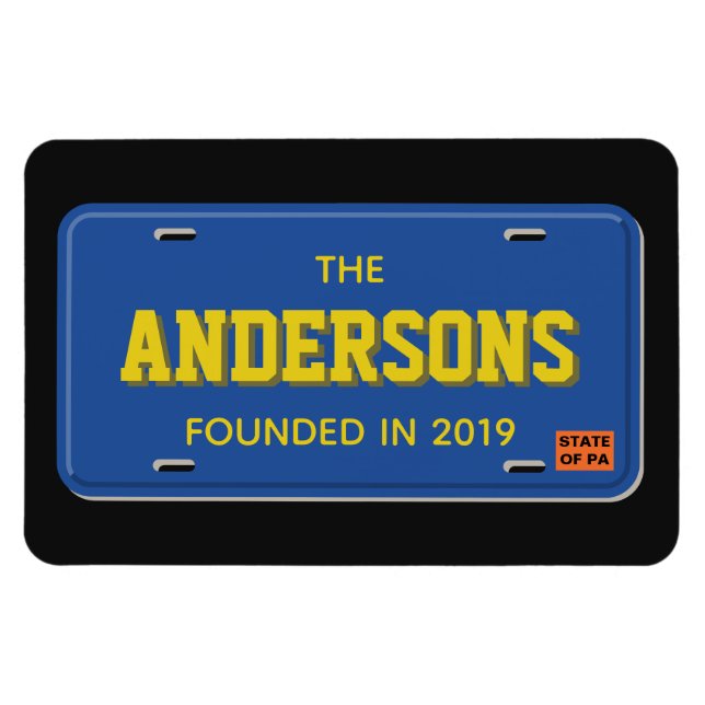 Ímã Placa de Licença Azul e Dourada Personalizada (Horizontal)