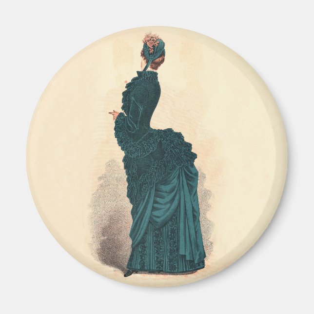 Imã Placa de Moda Vitoriana Antiga: Vestido com Arrast (Frente)
