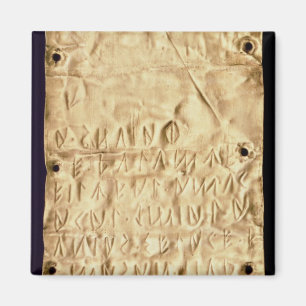Imã Placa Dourado com "breve" inscrição de Etruscan,
