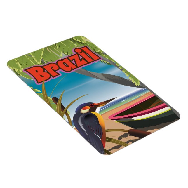 Ímã Placa Poste de praia brasileira viagem impressão (Lado Direito)