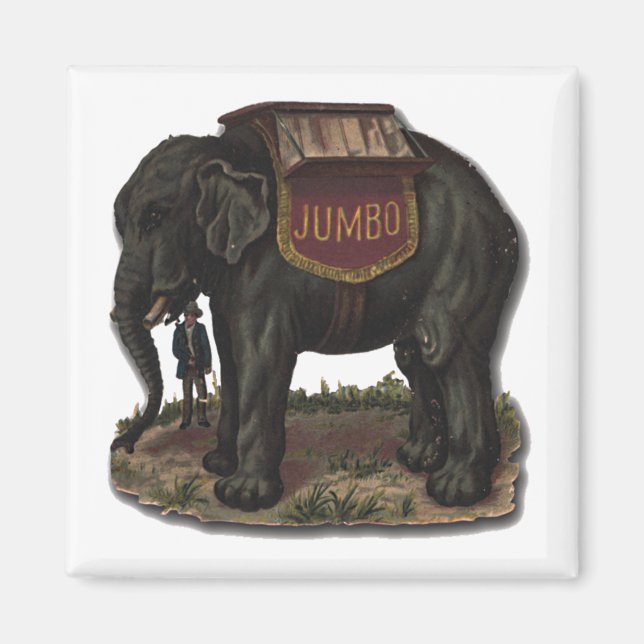Imã Placa Retroativa de Elefante de Circo Grande Vinta (Frente)