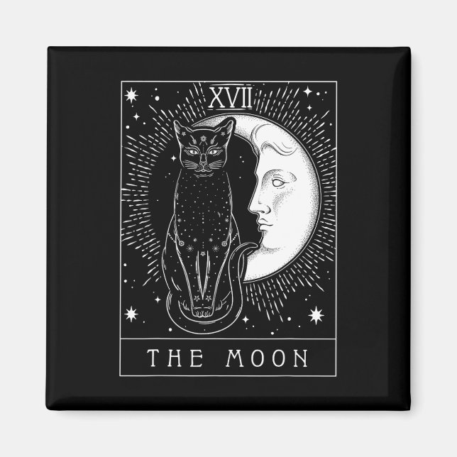 Imã Placa Tarot Crescent Moon E Cat Graphic (Frente)