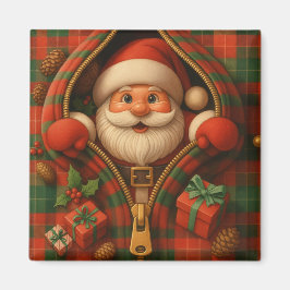 Imã Plaid Santa Claus Christmas Design 