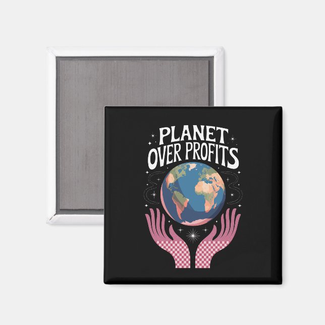 Imã Planeta Acima dos Lucros Mudança Climática da Terr (Front/Back)