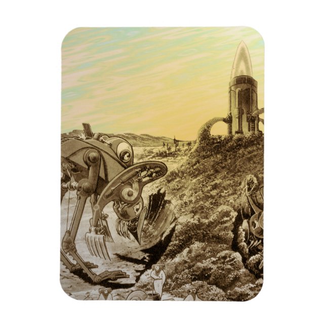 Ímã Planeta de Aliens de Ficção Científica Vintage (Vertical)