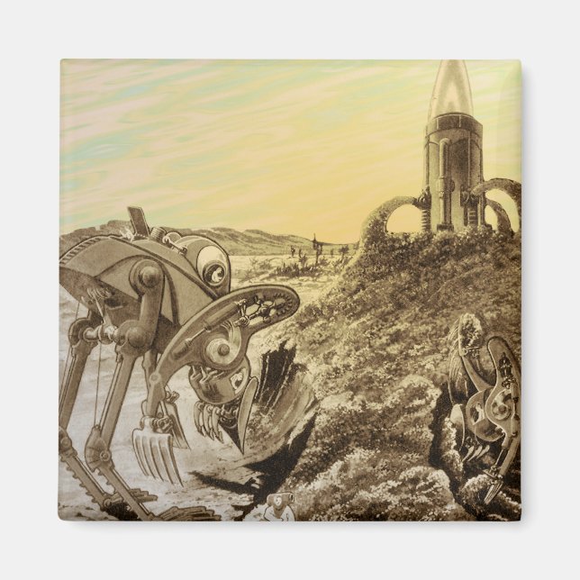 Imã Planeta de Aliens de Ficção Científica Vintage (Frente)