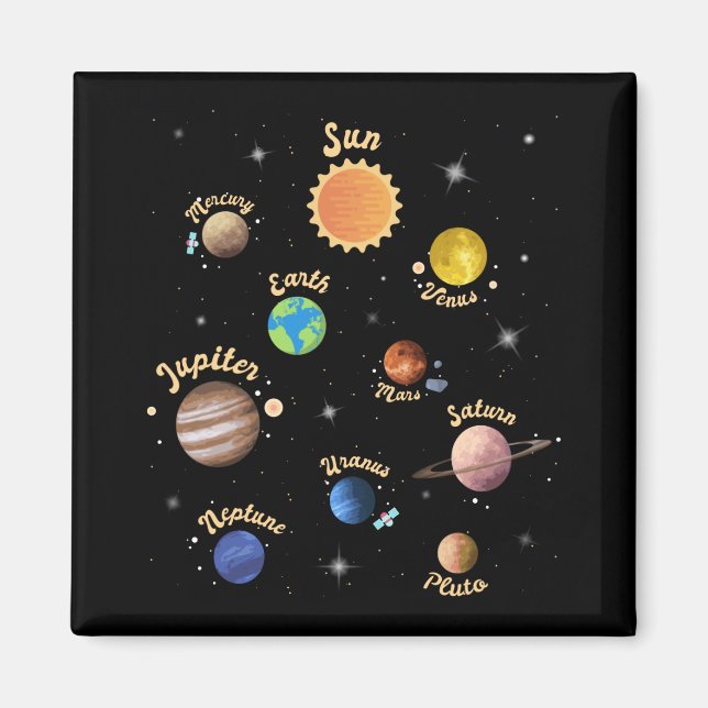 Imã Planetas do Sistema Solar Crianças Conhecem Espaço (Frente)