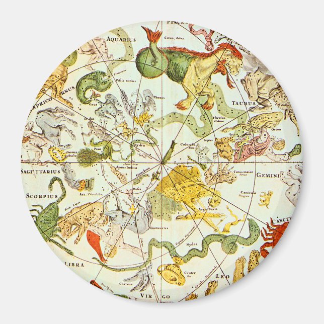 Imã Planisphæ ri Coeleste 1698 - Gráfico de Astrologia (Frente)