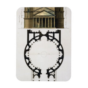 Ímã Plano à terra e fachada do panteão, Roma, de