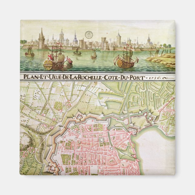 Imã Plano da cidade de La Rochelle, 1736 (Frente)