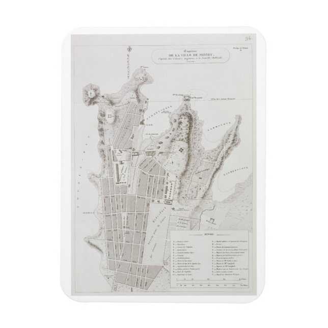 Ímã Plano da Cidade de Sydney, de "Voyage Autour du (Vertical)