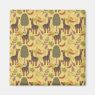 Imã Plano de fundo amarelo sem costura Giraffe