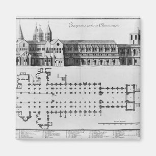 Imã Plano e elevação da abadia de Cluny