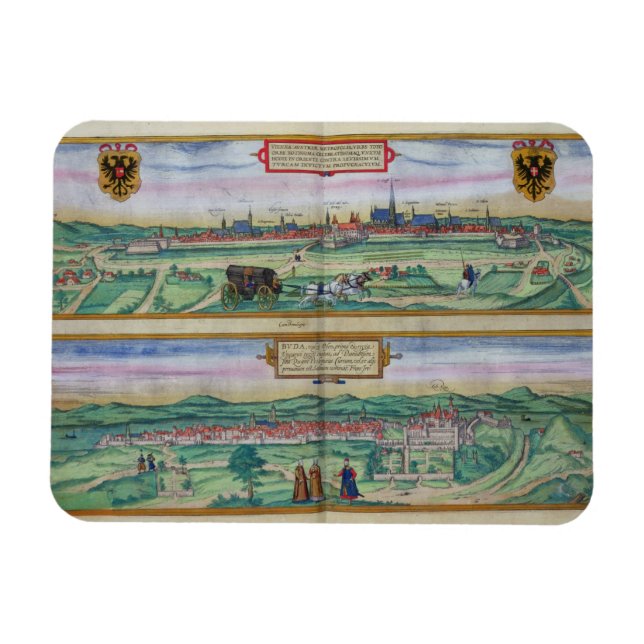 Ímã Plano Municipal de Viena e Buda, de Civitates Orbi (Horizontal)
