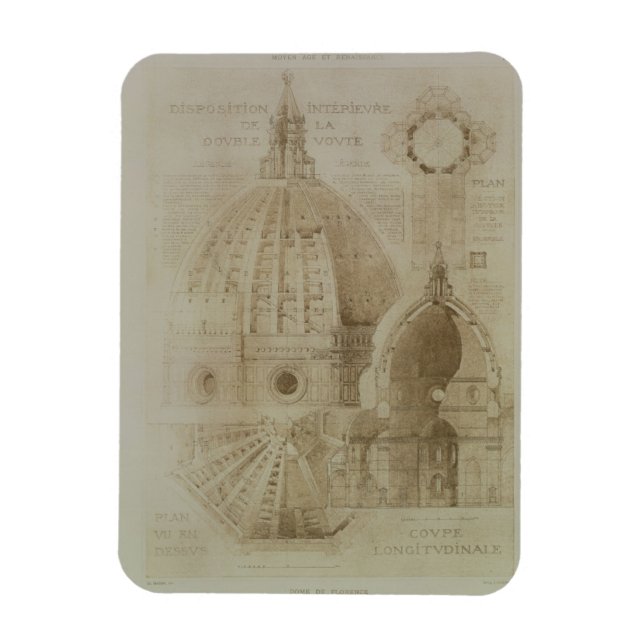 Ímã Plano, seção e aumento da catedral de Florença, (Vertical)