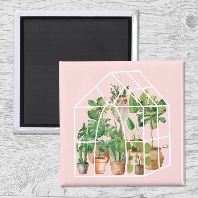 Imã Planta Tropical de Watercolor (Close up on wood)