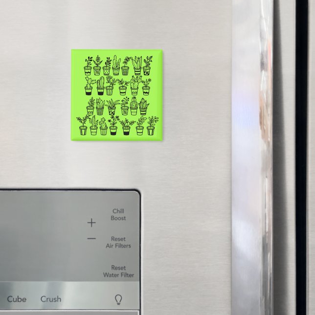 Imã Plantas Fofas de Rabiscos em Vasos  (In Situ (Fridge))