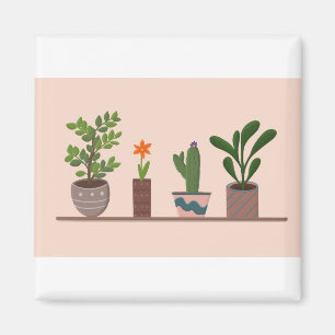 Imã Plantas Plantam Potes Fundo Flor Folhas de Sangue