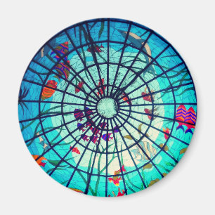 Imã Plantas tropicais de peixes do oceano de vidro ret