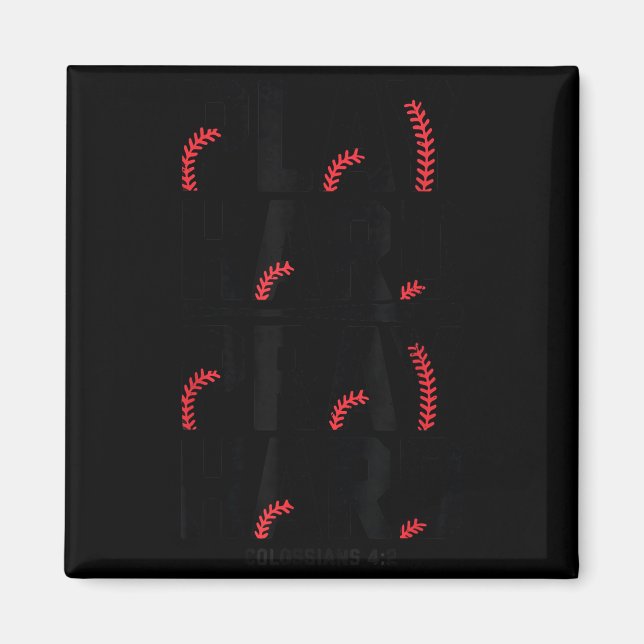 Imã Play Hard Pray Hard Youth Boy Christian Baseball J (Frente)