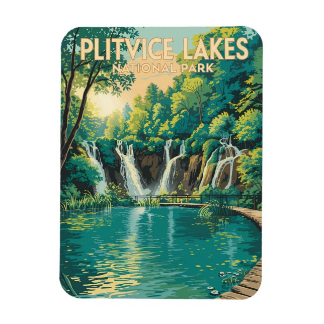 Ímã Plitvice Lakes National Park Illustration Travel (Vertical)