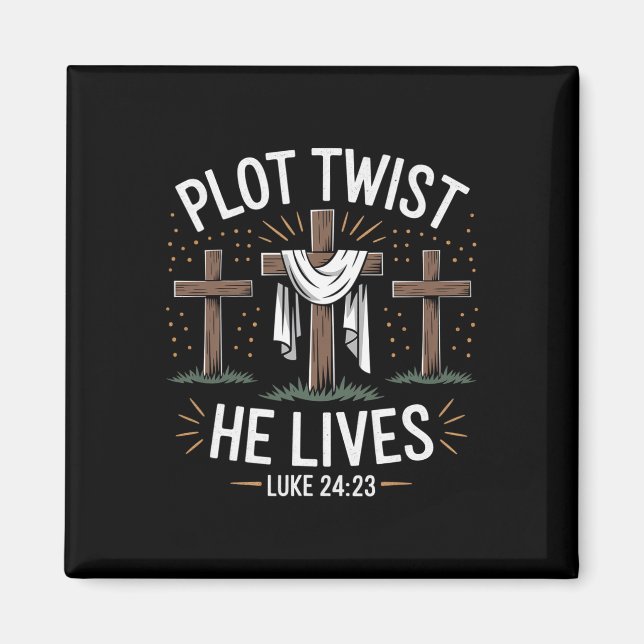 Imã Plot Twist Ele Vive Através Da Páscoa Cristã Engra (Frente)