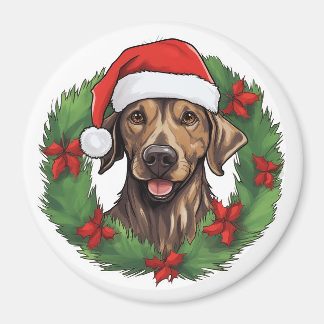 Imã Plott Hound Wreath de Natal (Frente)