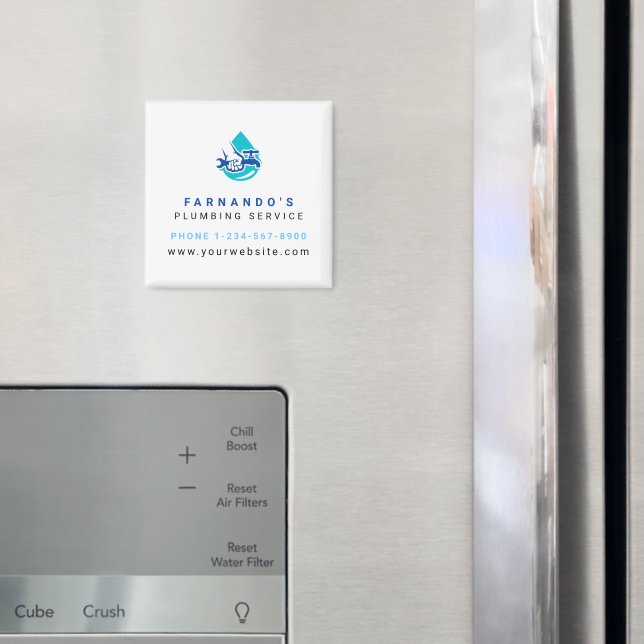 Imã Plumbing Service Water Drop Logo Plumber Business (In Situ (Fridge))