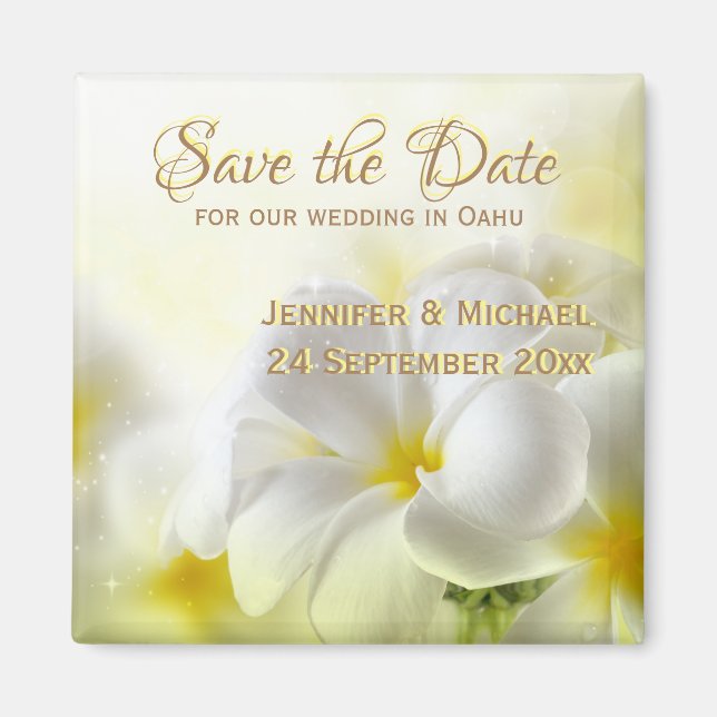 Imã Plumeria Branca Havaiana (Frente)