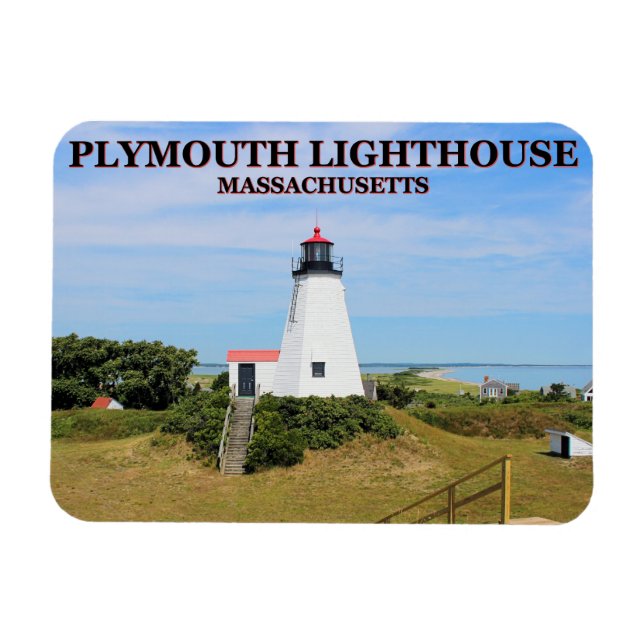 Ímã Plymouth Lighthouse, "The Gurnet" Massachusetts (Horizontal)