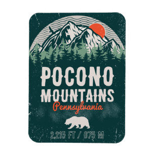 Ímã Poconos Pennsylvania PA Mountain Gift Retro