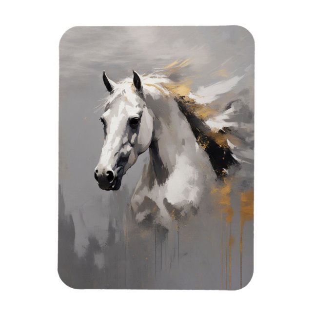 Ímã Poderoso Efeito de Óleo de Cavalo Branco Retrato (Vertical)