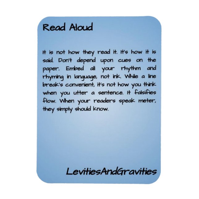 Ímã Poem Kitchen Magnet - Leitura em voz alta (Vertical)