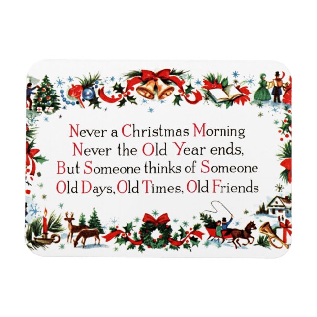 Ímã Poema de Natal Vintage (Horizontal)