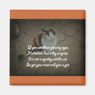 Imã Poema do Dia das Bruxas - gato de chita