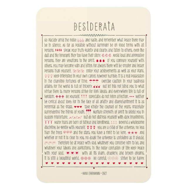 Ímã Poema Inspiracional Desiderata (Vertical)