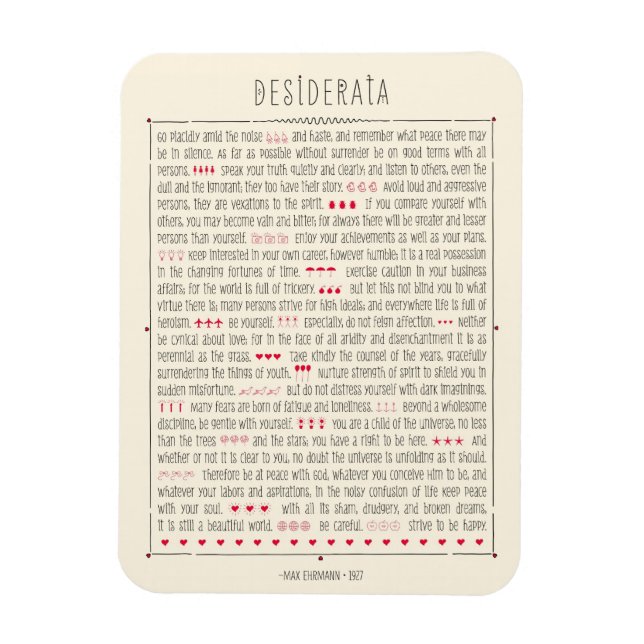 Ímã Poema Inspiracional Desiderata (Vertical)