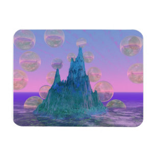 Ímã Poetic Mountain, Abstrato Magic Teal Rosa