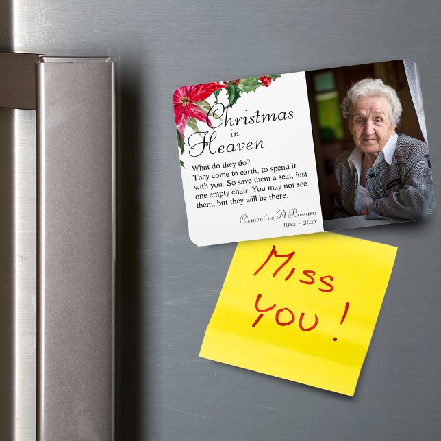 Ímã Poinsettia Christmas Em Heaven Memorial Photo Magn (Poinsettia Christmas In Heaven Memorial Photo Magnet)