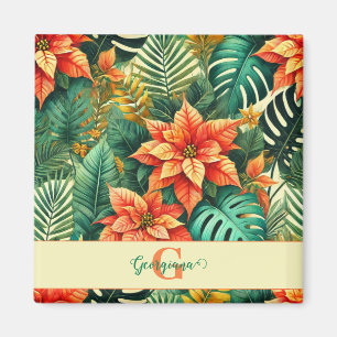Imã Poinsettia de Natal Tropical Personalizada