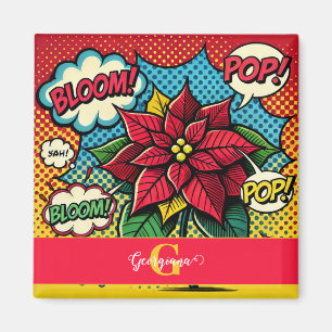 Imã Poinsettia de Pop de Arte de Cartões Retro Persona