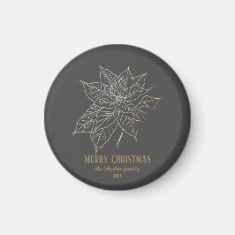 Imã Poinsettia Dourada Elegante em Fundo Escuro