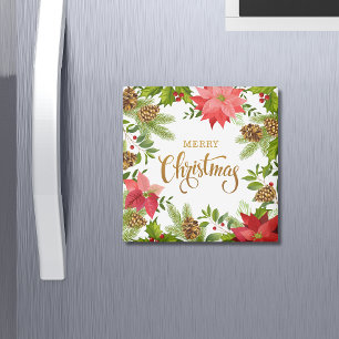 Imã Poinsettia Floral Natal Feriados