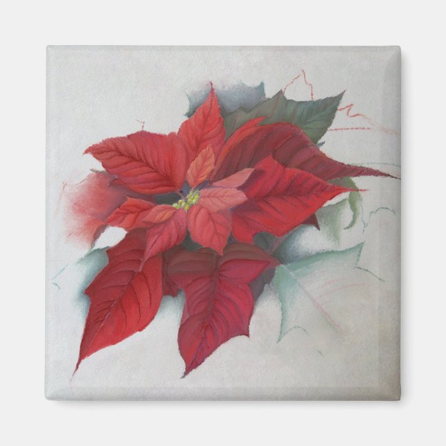 Imã Poinsettia — Pintura de Natal (Frente)