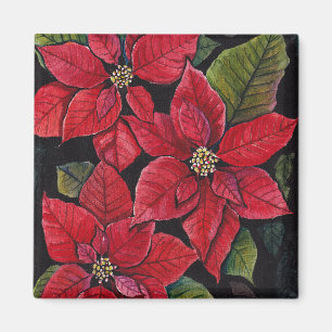Imã Poinsettia Vibrante Em Aquarela